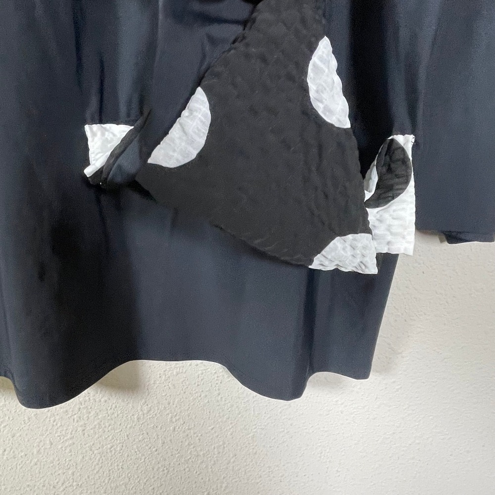 IC by Connie K Top Women XL Black Polka Dot Asymmetric Drape Avant Garde Artsy - Picture 6 of 8